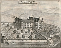 Abbildung des Schlosses Hagen von 1677 von Georg Matthäus Vischer