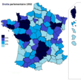 Résultats électoraux de la droite parlementaire par département.