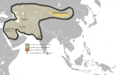 Rozšíření různých poddruhů osla asijského
