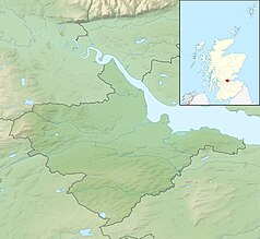 Mapa konturowa Falkirk, blisko centrum na lewo znajduje się punkt z opisem „Falkirk Wheel”