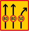 Prohibition or restriction applying to one or more traffic lanes (formerly used )