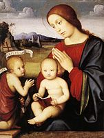 Мадонна с младенцами Иисусом и Иоанном Крестителем. Ок. 1500 г. Музей изобразительных искусств, Будапешт