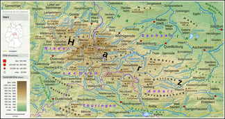Topographische Karte des Harzes
