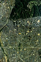 Ikedan keskusta ilmakuvassa vuonna 1985