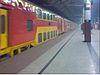 A double-decker train during test runs at Howrah station in January 2011