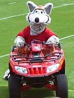 K. C. Wolf, the Chiefs' mascot since 1989 KC Wolf fourwheeler.JPG