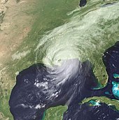Hurricane Katrina making landfall in New Orleans, Louisiana. Katrina 2nd landfall.jpg