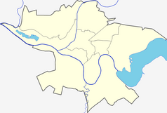 Mapa konturowa Kowna, w centrum znajduje się punkt z opisem „Klasztor Dominikanów w Kownie”