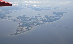 Vue aérienne de l'île.