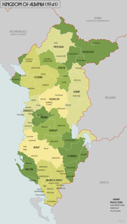 Administrative divisions in 1941 KingdomOfAlbania1941.png