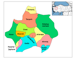 Vendodhja e Kütahya në Turqi.