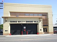 LAFD Fire Station 1, Los Angeles, California, United States. This type of fire station in common in the Los Angeles Metropolitan Area