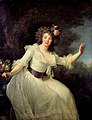 French actress Louise-Rosalie Dugazon (1755–1821), painted by Antoine Vestier (1740–1824); in elder sources sometimes attributed to Elisabeth Vigée-Lebrun : see also