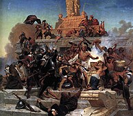エマヌエル・ロイツェ『テオカリを襲撃するコルテスとその軍隊』1848年