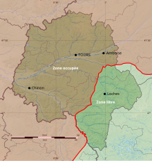 Colored map of an administrative boundary in Indre-et-Loire