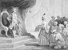 Louis XVI receiving the ambassadors of Tippu Sultan in 1788, Voyer after Emile Wattier, 19th century Louis XVI Receives the Ambassadors of Tipu Sultan 1788 Voyer after Emile Wattier 19th century.jpg