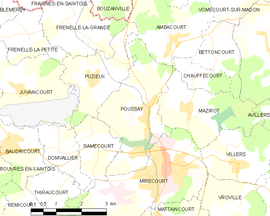 Mapa obce Poussay
