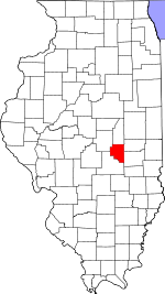 Map of Illinois highlighting Moultrie County