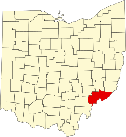 Karte von Washington County innerhalb von Ohio