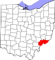 Localização do Map of Ohio highlighting Washington County