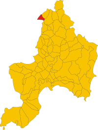 Locatie van Nuragus in Zuid-Sardinië (SU)