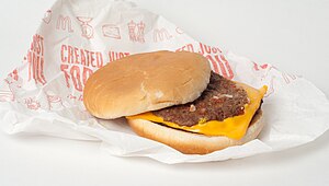 English: The McDouble, a cheeseburger from McD...