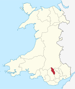 Alueen sijainti Walesissa