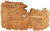 A fragment from Euclid's Elements (c. 300 BC), considered the most influential mathematics textbook of all time P. Oxy. I 29.jpg