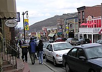 Looking down main street in Park City, Utah, USA