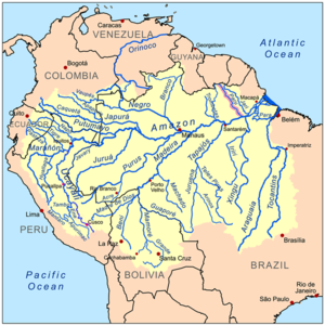 Bacia Amazônica com a localização do rio Paru