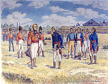 American surrender of Detroit, August 1812 Reddition de Detroit.jpg