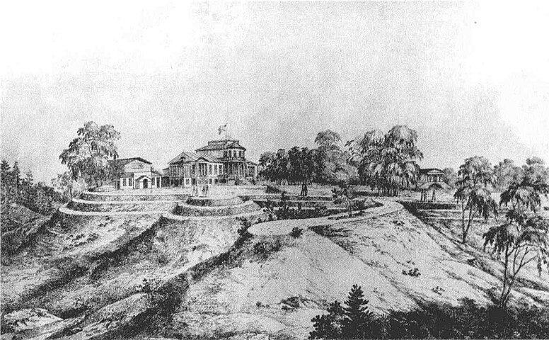 Гравюра «Вид мызы Рябовой» А. О. Дезарно (1822)