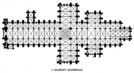 Tipa plano de angla katedralo: katedralo de Salisbury.