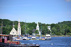 The town viewed from the east with its three churches visible