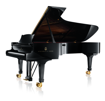 Klavírní křídlo značky Steinway & Sons vyrobené v Hamburku (délka: 274 cm, šířka: 156 cm)