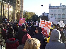 10 November demonstration at the Palace of Westminster Student protest march past Houses of Parliament.jpg