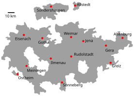 Karte des Landes Thüringen 1920