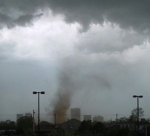 English: A tornado with no visible condensatio...
