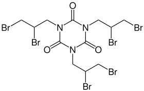 Strukturformel von Tris(2,3-dibrompropyl)isocyanurat