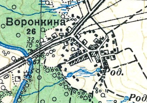 План деревни Воронкино. 1938 год