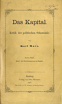 Karl Marx, Capital: A Critique of Political Economy (1867) Zentralbibliothek Zurich Das Kapital Marx 1867.jpg