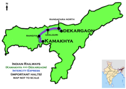 (Guwahati–Dekargaon) Intercity Express route map