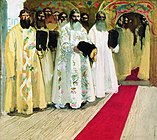 Ожидают выхода царя (1901) - эскиз. Третьяковская галерея
