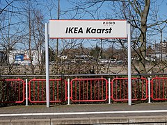 Kaarst, Bahnhofsschild am Haltepunkt IKEA Kaarst