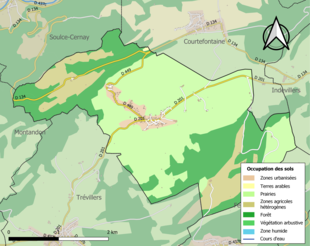 Carte en couleurs présentant l'occupation des sols.