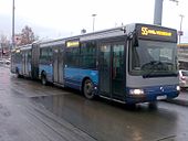 A Budapesti Közlekedési Zrt. egyetlen Irisbus Agorája a Boráros téren