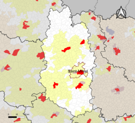 Localisation de l'aire d'attraction de Saint-Mihiel dans le département de la Meuse.