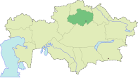 Акмолинская область на карте Казахстана