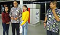 Anies Baswedan berfoto bersama penumpang di Stasiun MRT Fatmawati