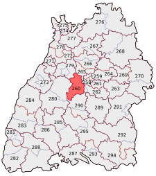 Lage des Bundestagswahlkreises Böblingen in Baden-Württemberg